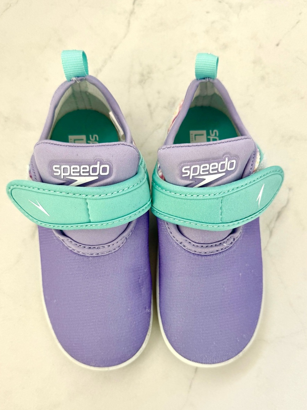 Speedo Girls Purple and Teal Hook-and-Loop Water Shoes size 9T/10T